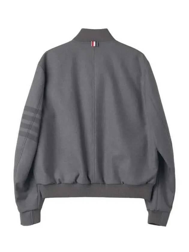 Men's 4 Bar Ribbed Knit Bomber Jacket Grey - THOM BROWNE - BALAAN 4