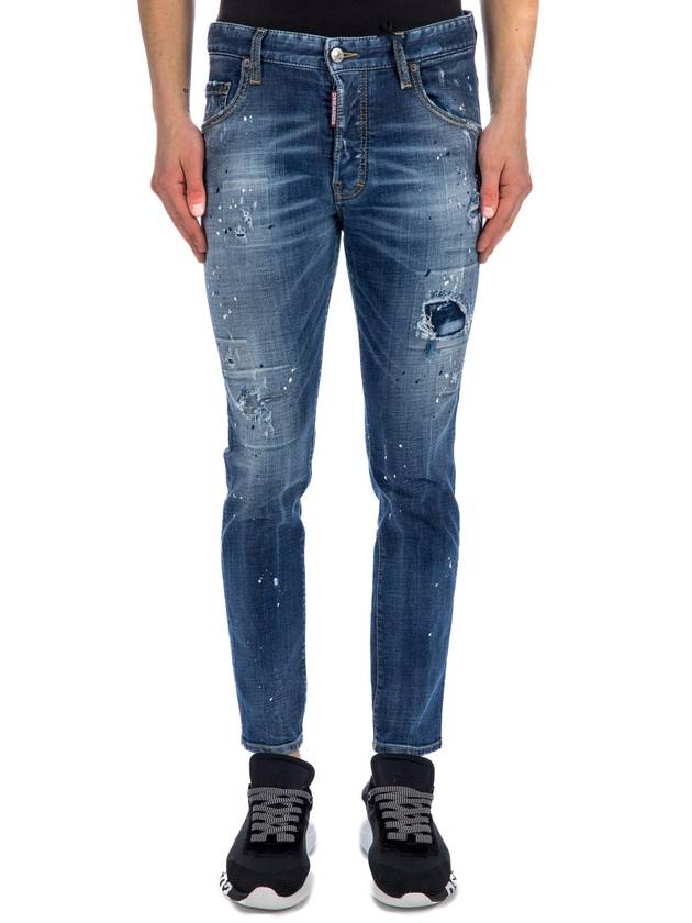 Men's Logo Patch Skinny Jeans Navy - DSQUARED2 - BALAAN 2