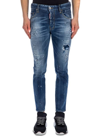 Men's Logo Patch Skinny Jeans Navy - DSQUARED2 - BALAAN 2