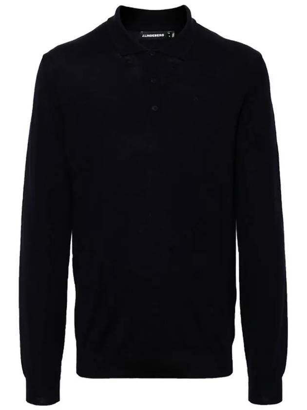 Noel Light Merino Long Sleeve Polo Shirt Navy - J.LINDEBERG - BALAAN 3