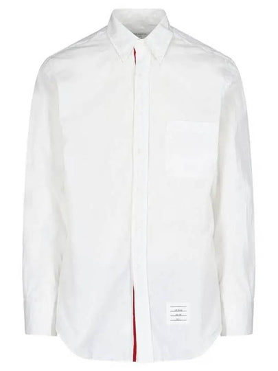 Men's Grosgrain Placket Solid Poplin Long Sleeve Shirt White - THOM BROWNE - BALAAN 2