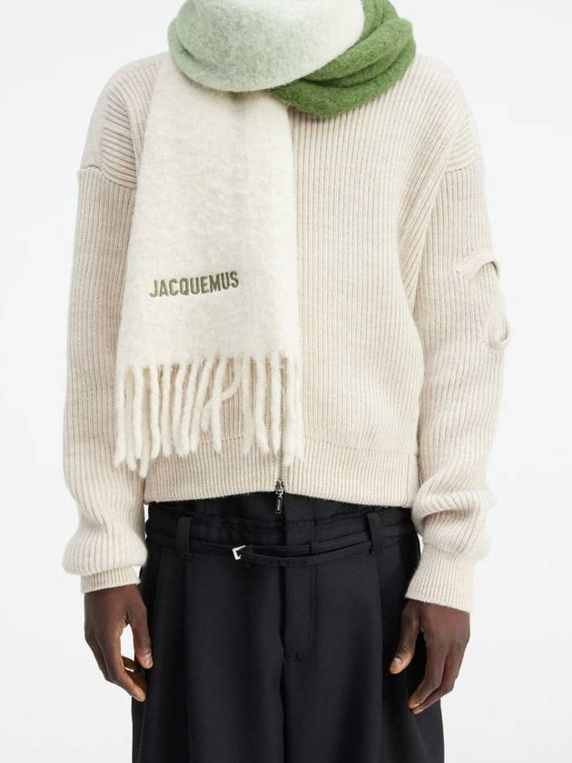 L'echarpe Moisson Embroidered Logo Alpaca Wool Muffler Khaki - JACQUEMUS - BALAAN 5