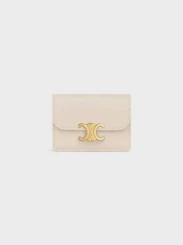 Triomphe Flap Shiny Calfskin Card Wallet Pale Beige - CELINE - BALAAN 2