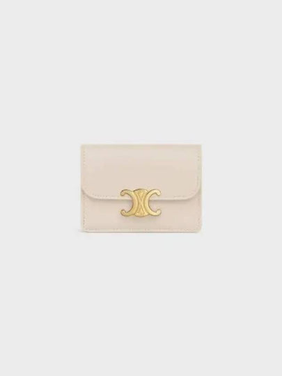 Triomphe Flap Shiny Calfskin Card Wallet Pale Beige - CELINE - BALAAN 2