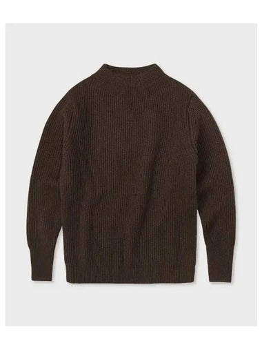 ANDERSEN Navy Crew Neck Natural Brown - ANDERSEN-ANDERSEN - BALAAN 1