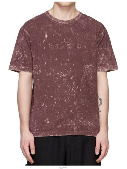 Men's Off Tie Dye Logo Short Sleeve T-Shirt Burgundy - STONE ISLAND - BALAAN 2