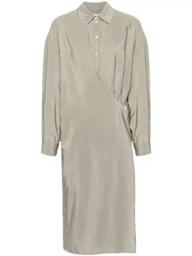 Straight Collar Twisted Dry Silk Midi Dress Light Misty Grey - LEMAIRE - BALAAN 2