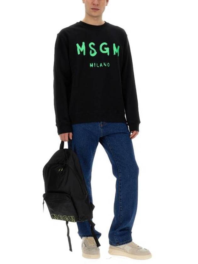 Logo Print Crew Neck Sweatshirt Black - MSGM - BALAAN 3