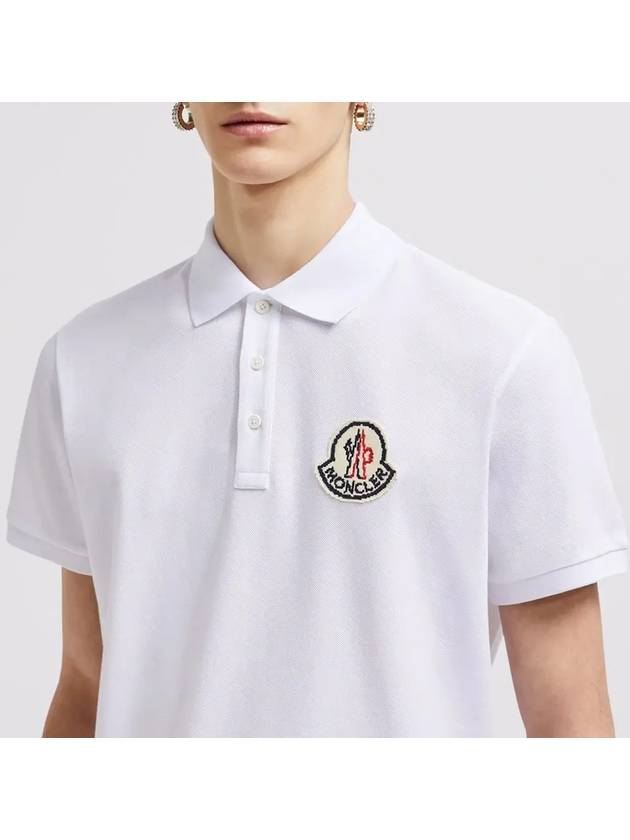 Logo Patch Cotton Polo Shirt White - MONCLER - BALAAN 4