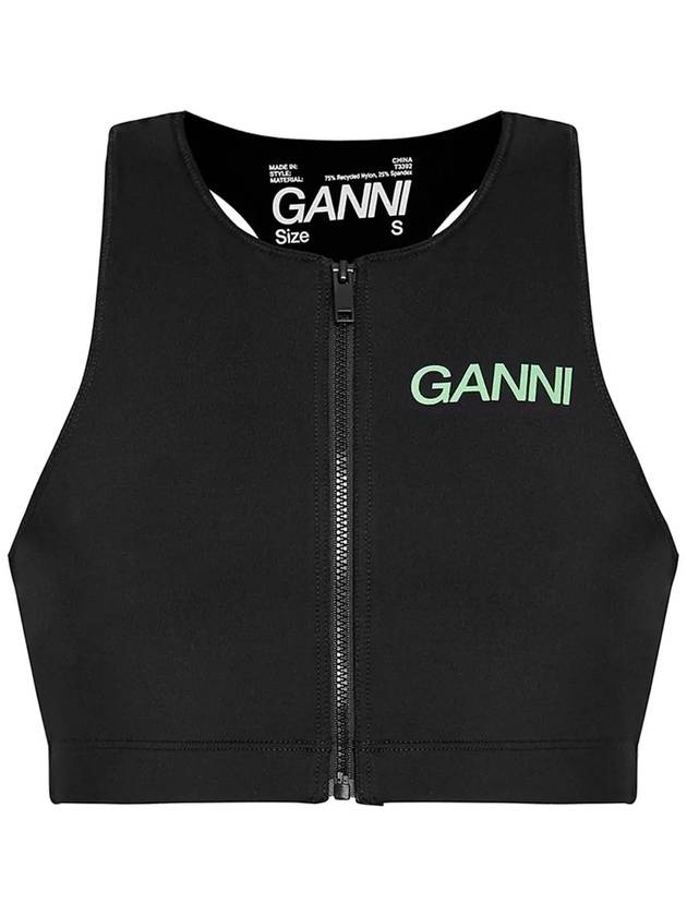 Active Racerback Zipper Sleeveless Black - GANNI - BALAAN 3