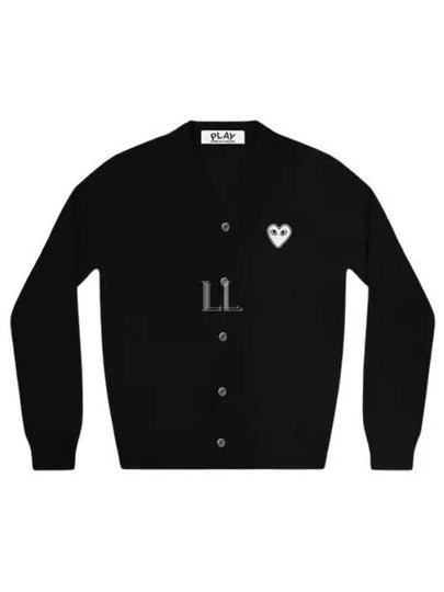 White Heart Wappen V-neck Cardigan Black - COMME DES GARCONS - BALAAN 2