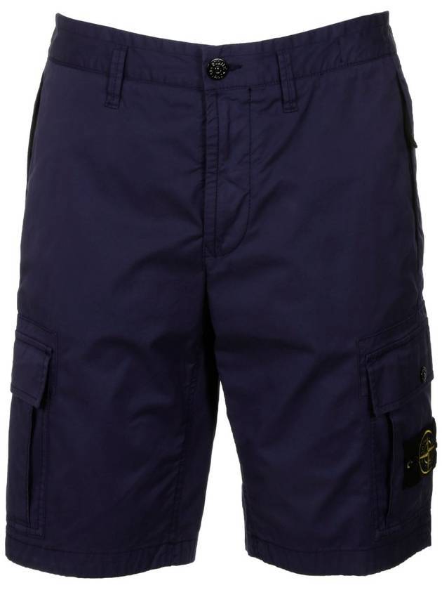 Men's Waffen Patch Bermuda Shorts Blue - STONE ISLAND - BALAAN.