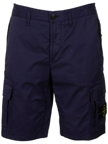 Cotton Twill Bermuda Cargo Shorts Blue - STONE ISLAND - BALAAN 1