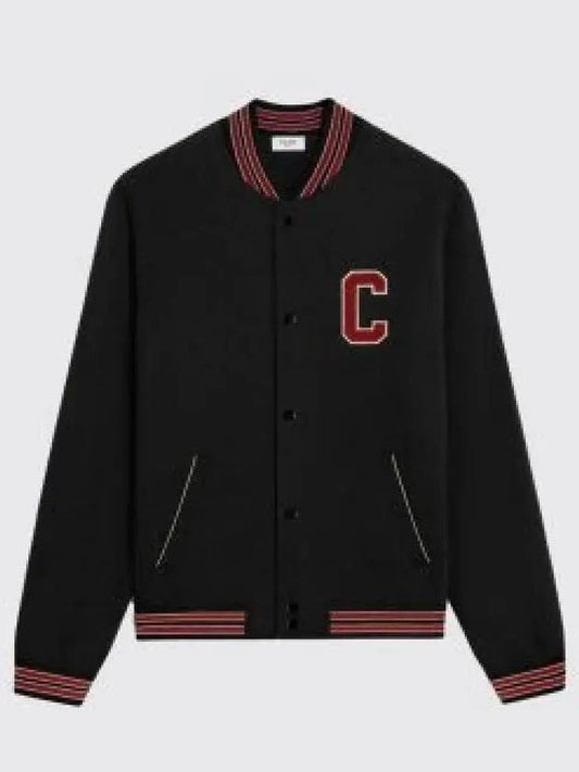 Teddy College Cotton Fleece Bomber Jacket Black - CELINE - BALAAN 2