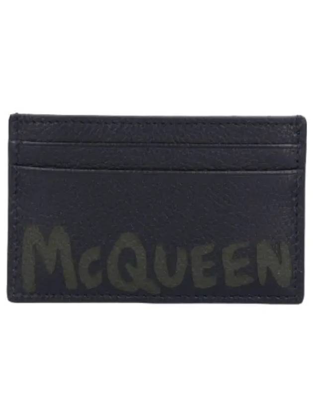 Graffiti Card Holder Black Khaki Wallet - ALEXANDER MCQUEEN - BALAAN 1