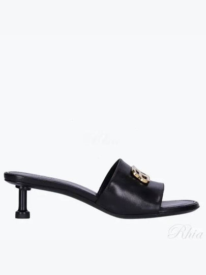 BB Leather Slipper Heels Black - BALENCIAGA - BALAAN 2