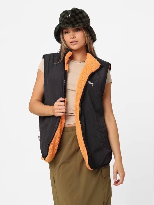 Reversible Stock Sherpa Vest Orange - STUSSY - BALAAN 7