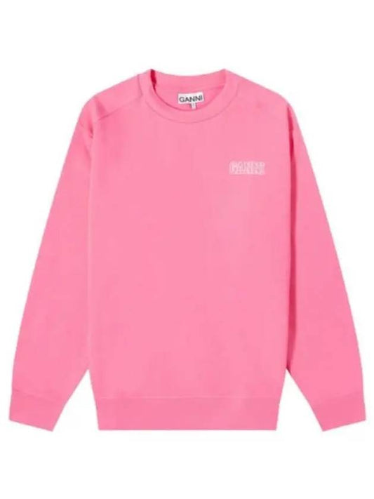 Women's Logo Print Cotton Sweatshirt Pink - GANNI - BALAAN 2