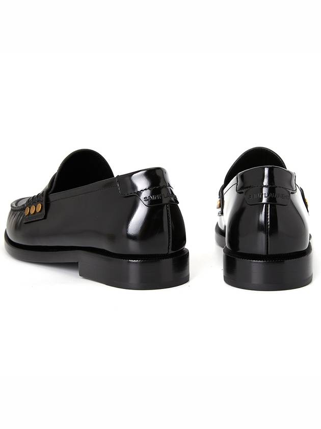 Monogram Penny Leather Loafer Black - SAINT LAURENT - BALAAN 7