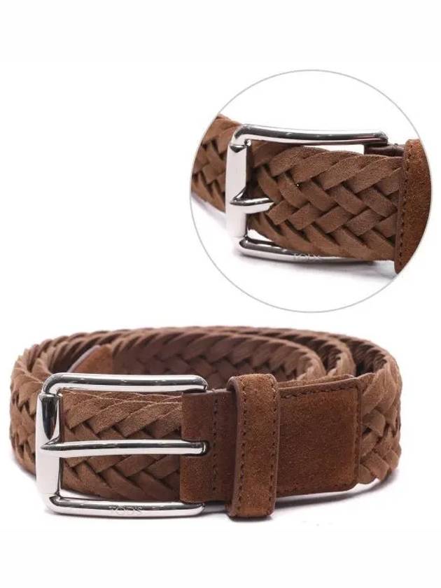 Woven Suede Buckle Leather Belt Brown - TOD'S - BALAAN 2