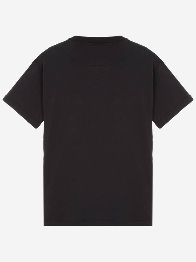 Men's Pisato Effect Logo Patch Pocket Short Sleeve T-Shirt Black - STONE ISLAND - BALAAN 3