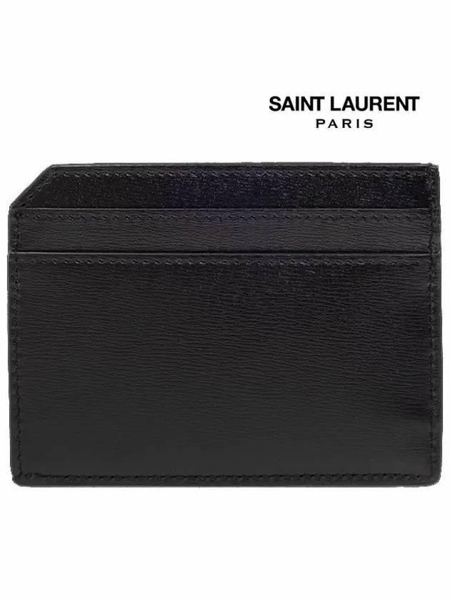 Tiny Cassandre Open Shiny Leather Card Wallet Black - SAINT LAURENT - BALAAN 5