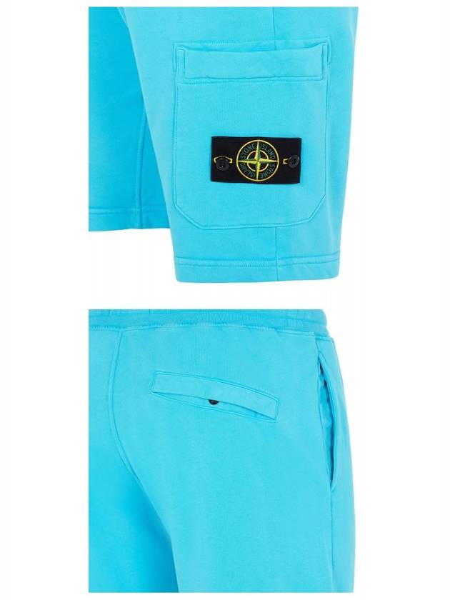 Men's Fleece Bermuda Shorts Sky Blue - STONE ISLAND - BALAAN 6