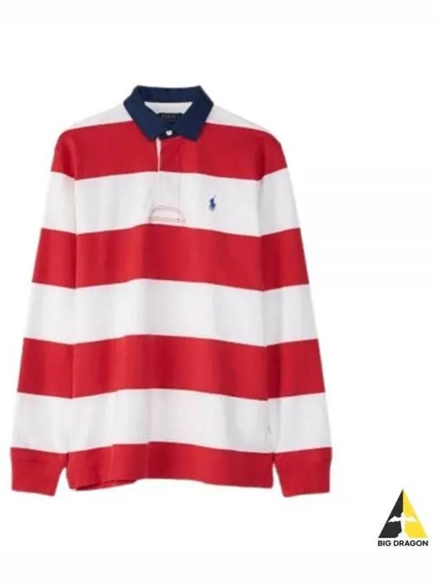 Block Stripe Classic Fit Polo Shirt Red - POLO RALPH LAUREN - BALAAN 2