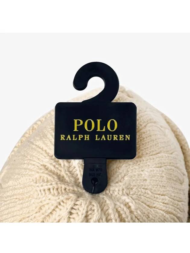 Polo Bear Cable Cricket Knit Beanie Beige - POLO RALPH LAUREN - BALAAN 4