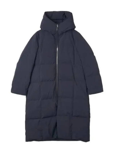 Quilted hoodie long padded navy - JIL SANDER - BALAAN 1