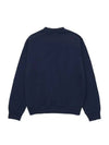 Logo Print Crew Neck Cotton Sweatshirt Navy - SPORTY & RICH - BALAAN 3