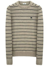 Striped Triomphe Embroidery Wool Knit Top Vanilla - CELINE - BALAAN 2