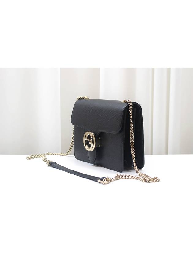 Interlocking GG gold chain small cross bag black 510304 - GUCCI - BALAAN 2