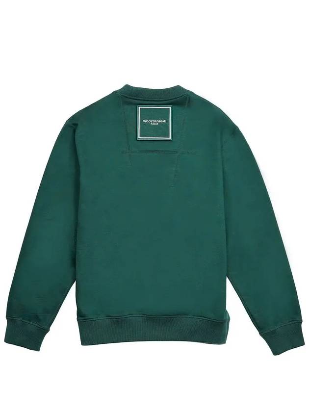 Men's Back Square Label Round Cotton Sweatshirt Sweatshirt Green W233TS21718F - WOOYOUNGMI - BALAAN 2