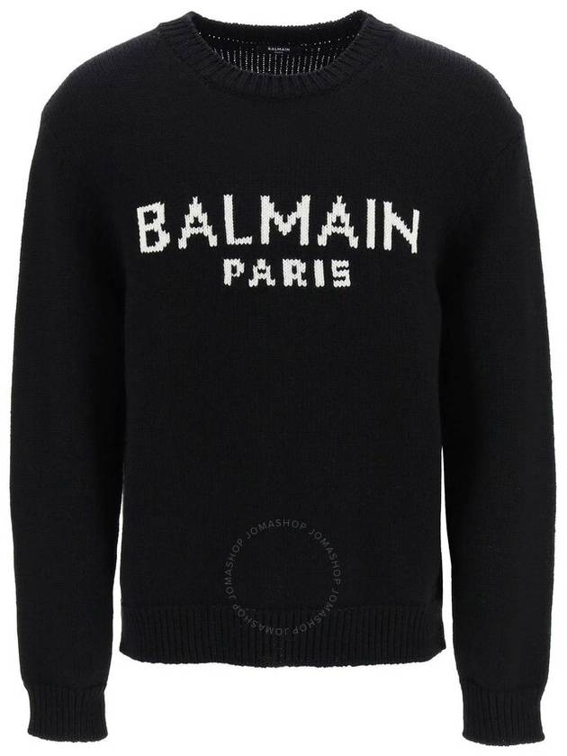 Balmain Jacquard Logo Sweater, Size Small - BALMAIN - BALAAN 1