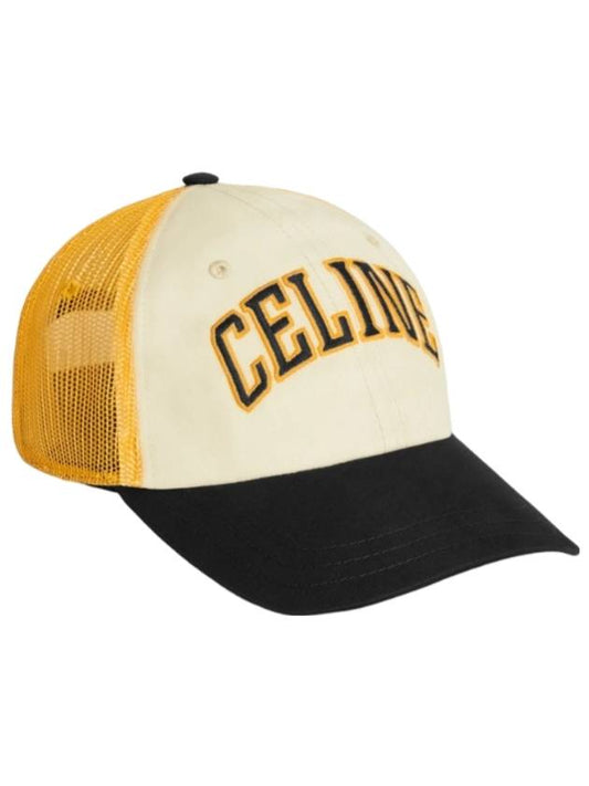 Mesh Logo Cotton Ball Cap Vanilla Yellow Black - CELINE - BALAAN 1