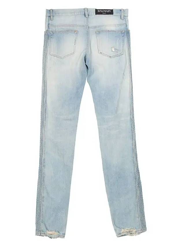 Destroyed Slim Biker Jeans Blue - BALMAIN - BALAAN 8