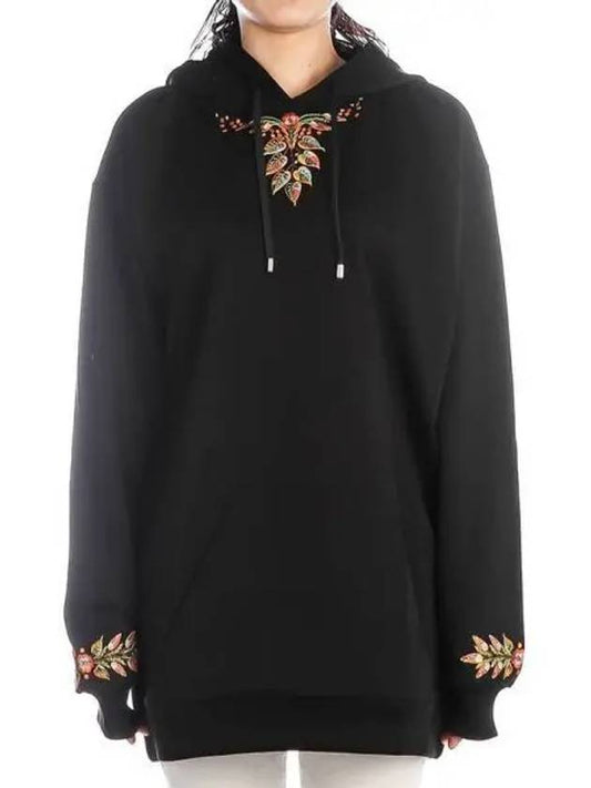 Women's Embroidered Cotton Hoodie Black - ETRO - BALAAN 2