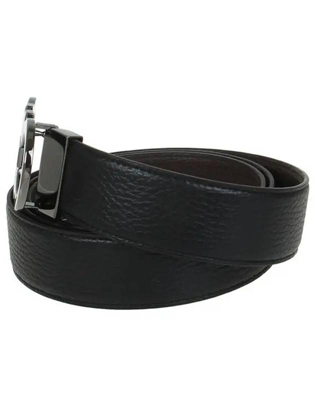 Reversible Gancini Leather Belt Dark Brown Black - SALVATORE FERRAGAMO - BALAAN 4