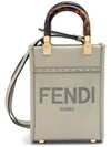 Sunshine Shopper Small Leather Tote Bag Light Green - FENDI - BALAAN 3