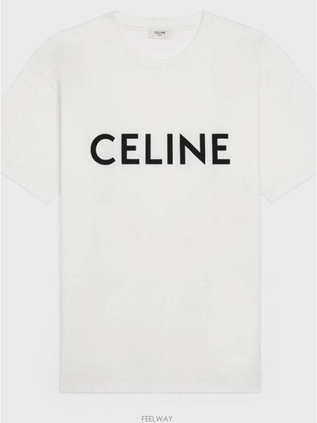 Cotton Jersey Loose Short Sleeve T-Shirt White - CELINE - BALAAN 2