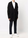 Men's Diagonal Stripe Elongated Wool Cardigan Black - THOM BROWNE - BALAAN 4