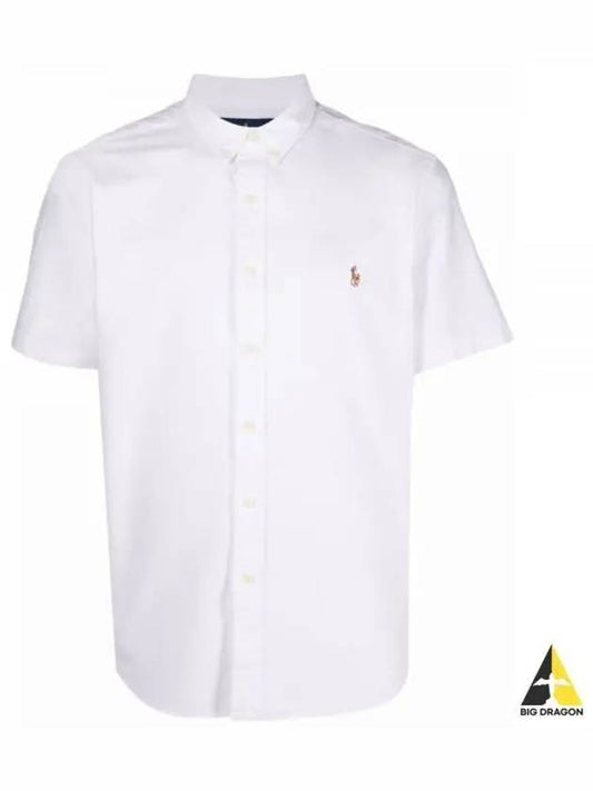 Embroidered Logo Oxford Short Sleeve Shirt White - POLO RALPH LAUREN - BALAAN 2