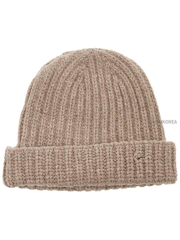 Embroidered Logo Rib Beanie Beige - MARNI - BALAAN 3