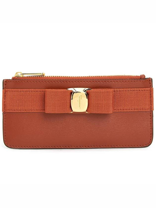 New Vara Bow Zipper Card Wallet Red - SALVATORE FERRAGAMO - BALAAN 2