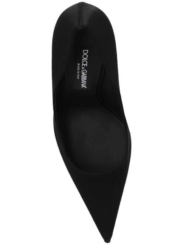 DC logo lettering pointed toe satin Pumps black - DOLCE&GABBANA - BALAAN 7