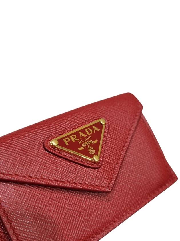 Women s 1MH021 Red Saffiano Gold Triangular Logo Mini Bicycle Wallet - PRADA - BALAAN 9