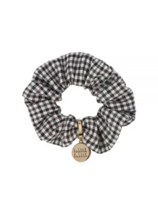 Gingham Check Wool Scrunchie Black White - MIU MIU - BALAAN 2