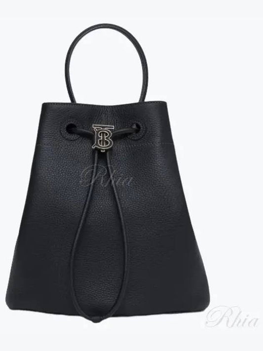 Small Grainy Leather TB Bucket Bag Black - BURBERRY - BALAAN 2