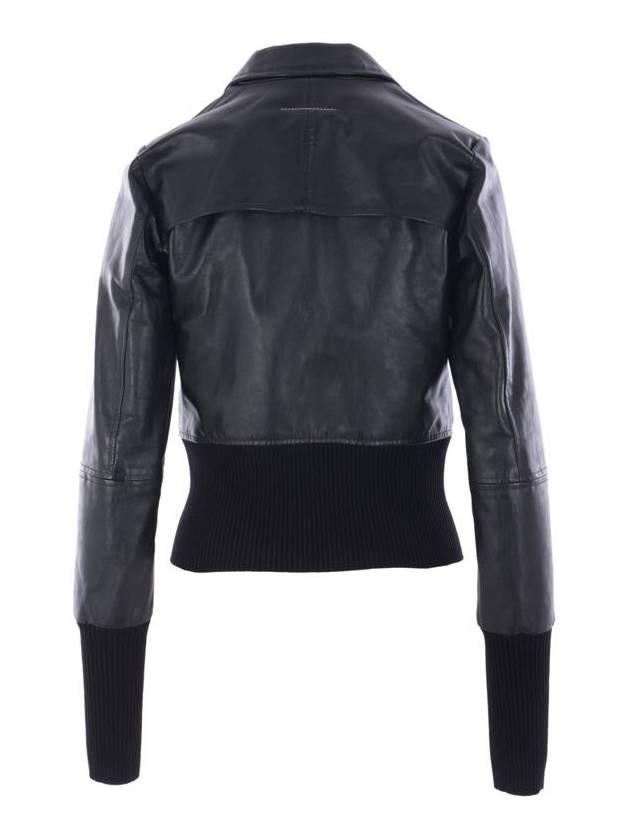 Ribbed Leather Jacket Black - MAISON MARGIELA - BALAAN 3